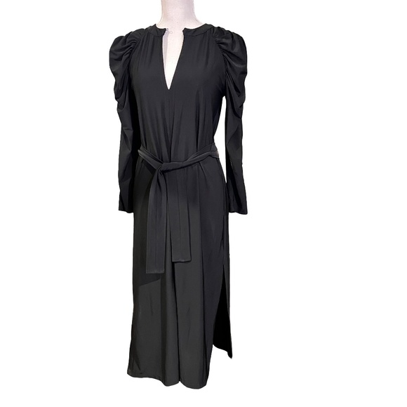 #A317  Zara Women’s Black Belted Midi Puff Shoulder Pre- Owned Chic Posh Style S - Picture 1 of 7